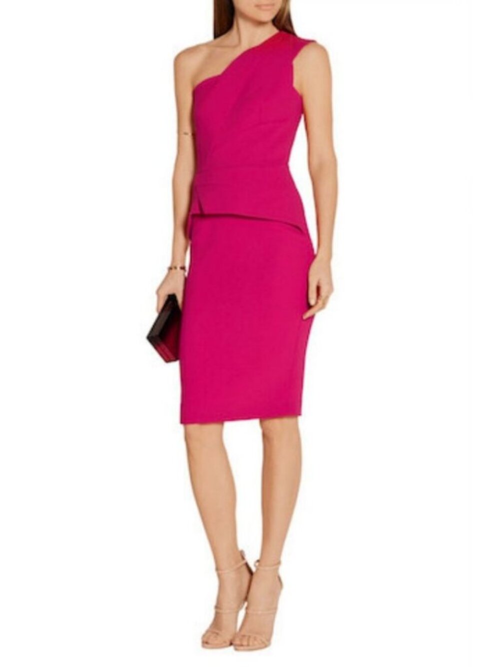 Roland Mouret Lyford One-Shoulder Midi Dress Magenta / Size 4